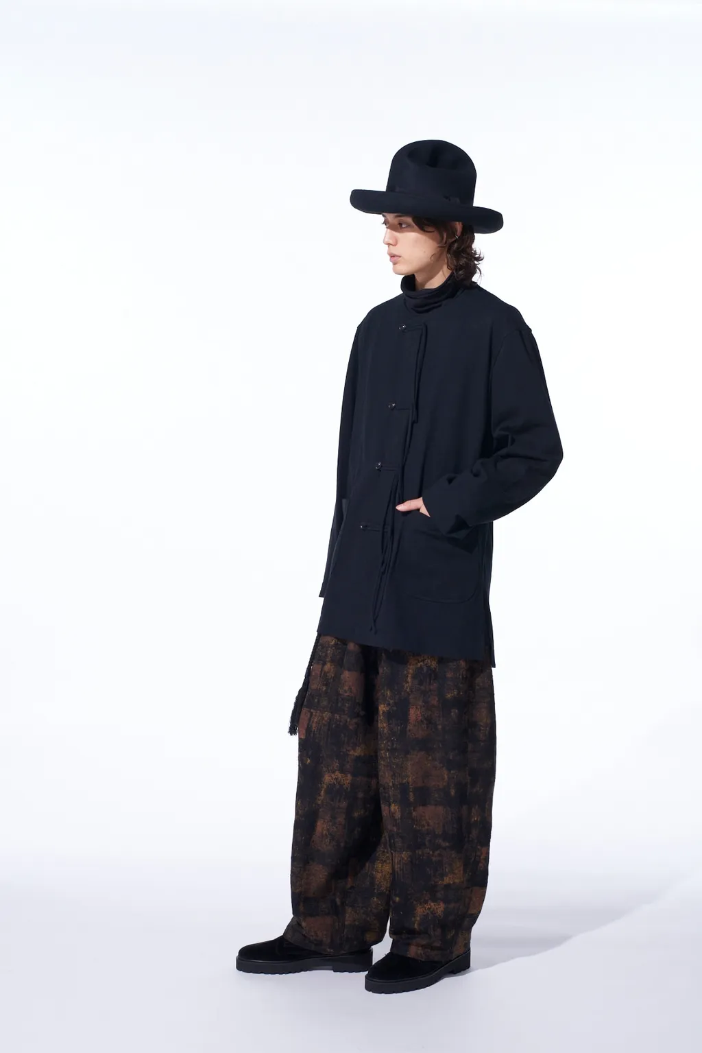 Cotton Jersey No-Collar Loop Cardigan