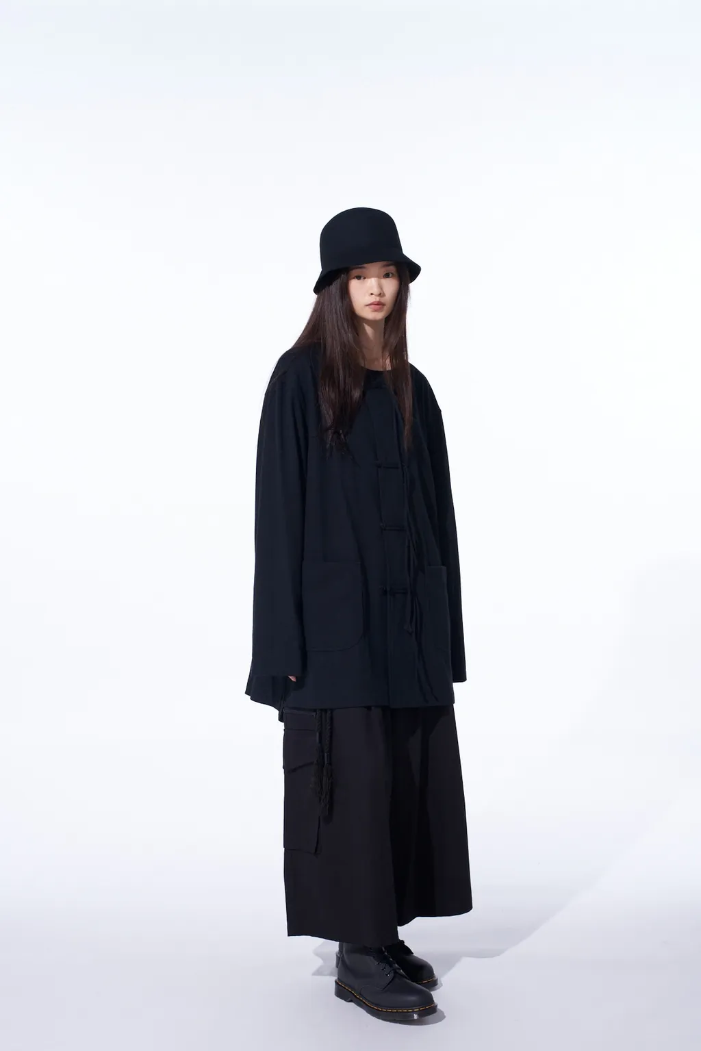 Cotton Jersey No-Collar Loop Cardigan