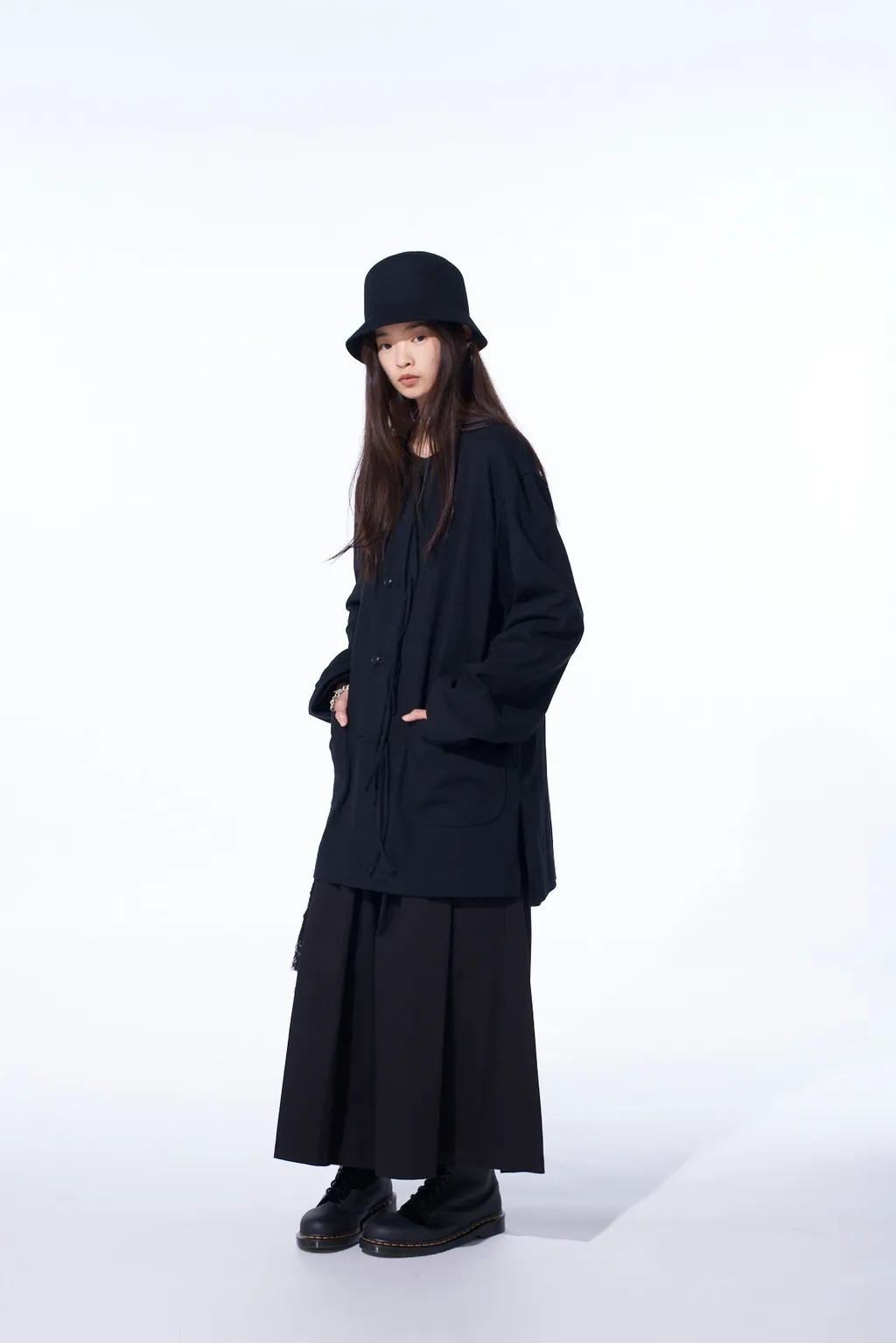 Cotton Jersey No-Collar Loop Cardigan