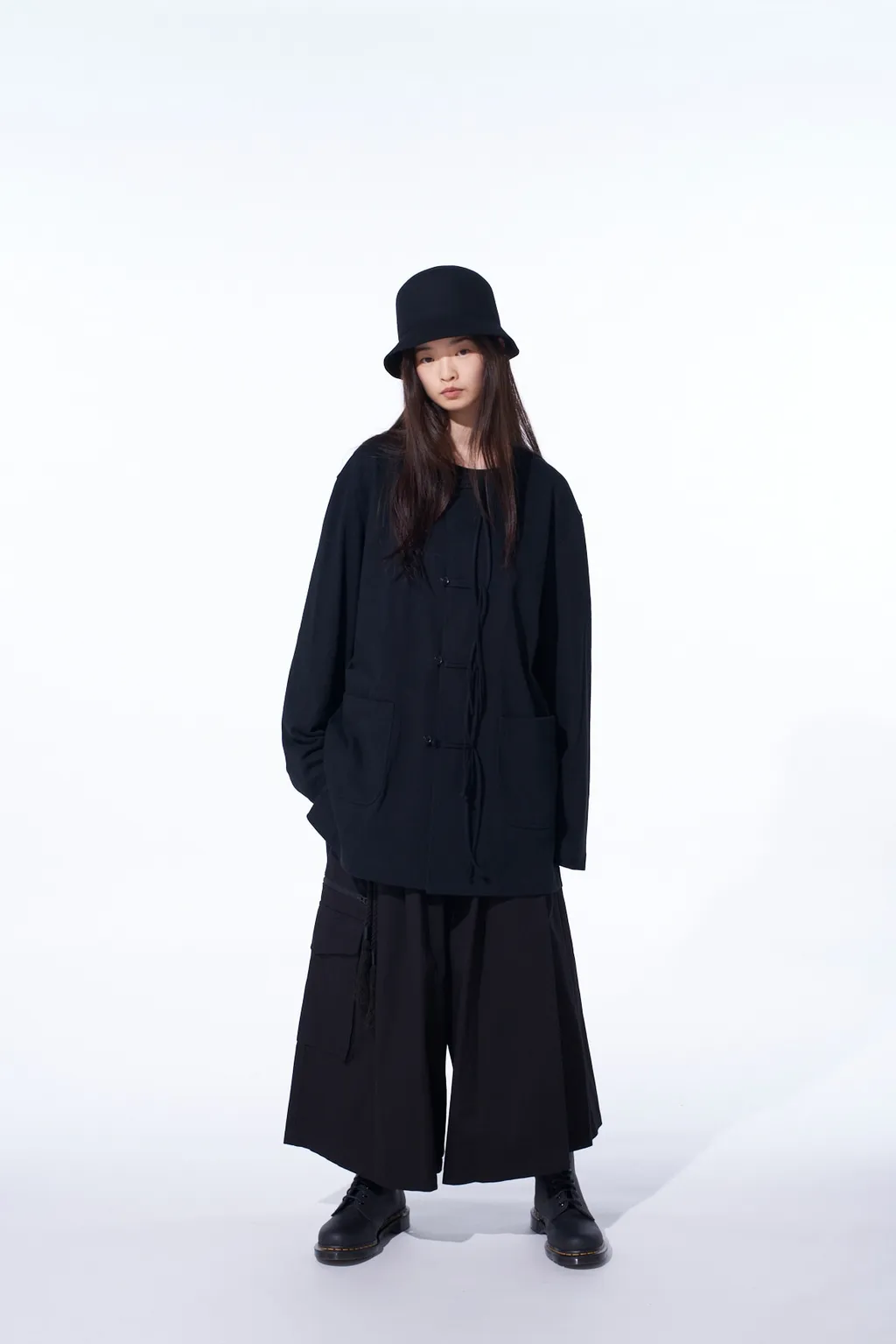 Cotton Jersey No-Collar Loop Cardigan