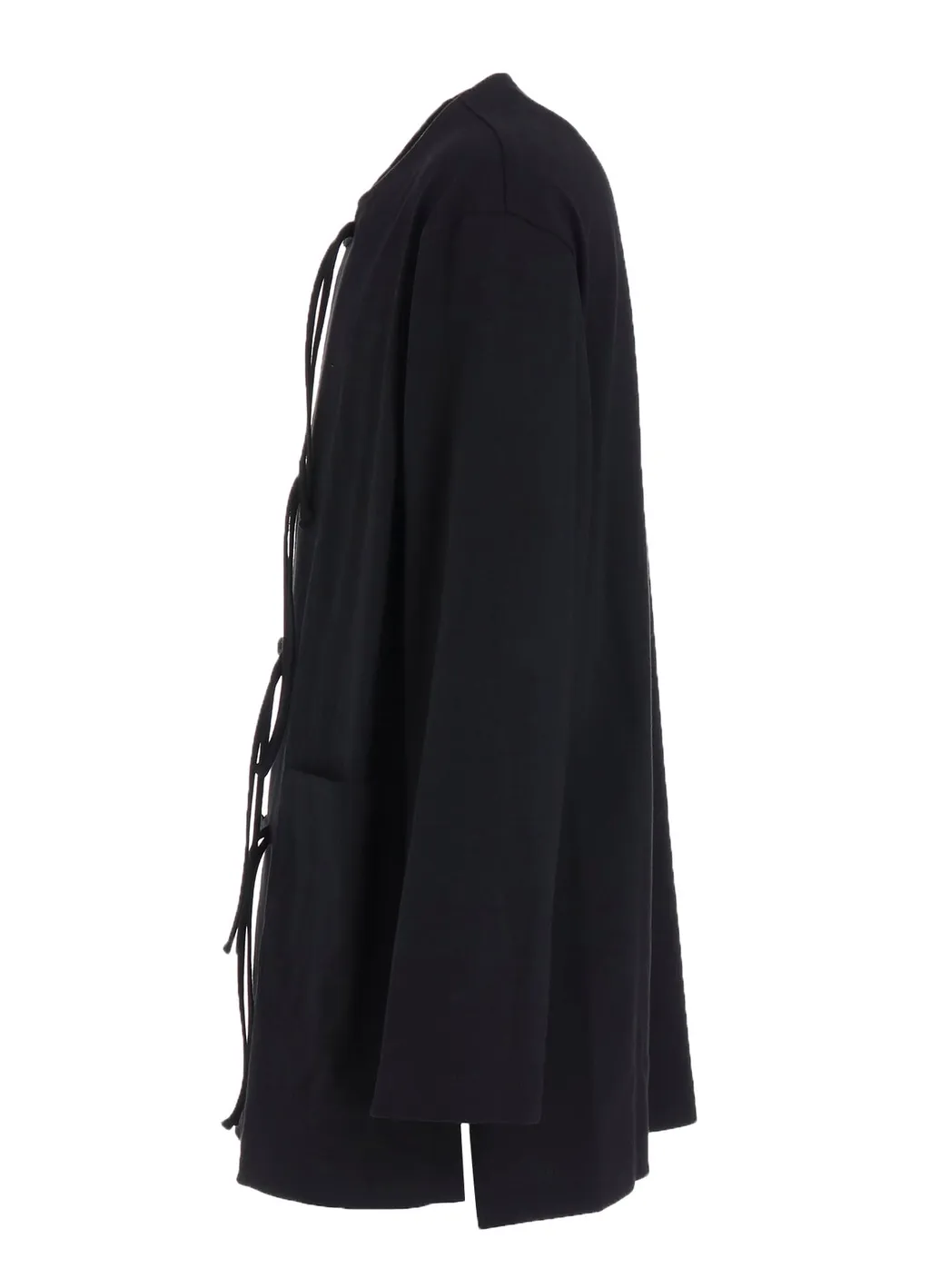 Cotton Jersey No-Collar Loop Cardigan