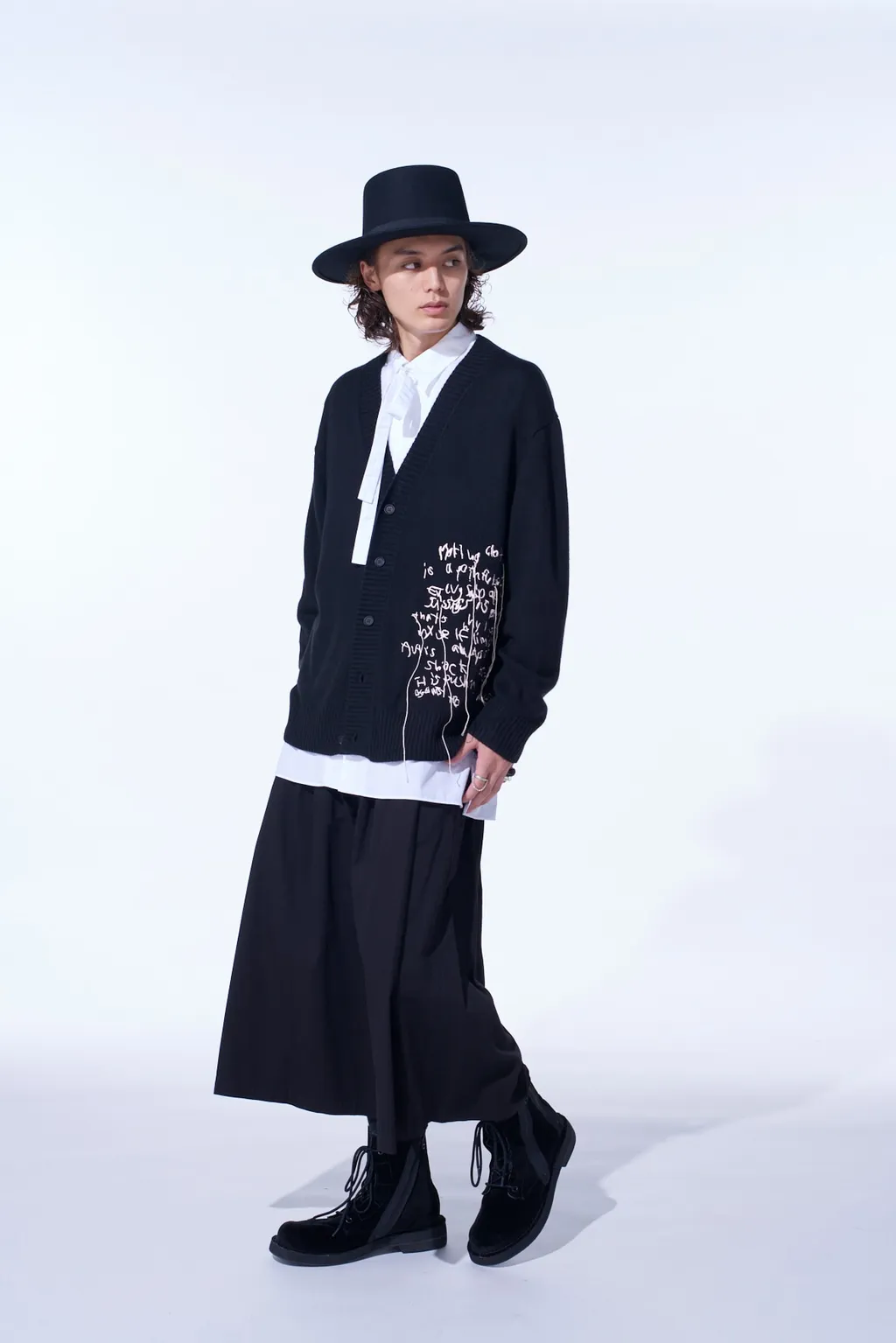 7G Wool-Blend Intarsia Message Cardigan