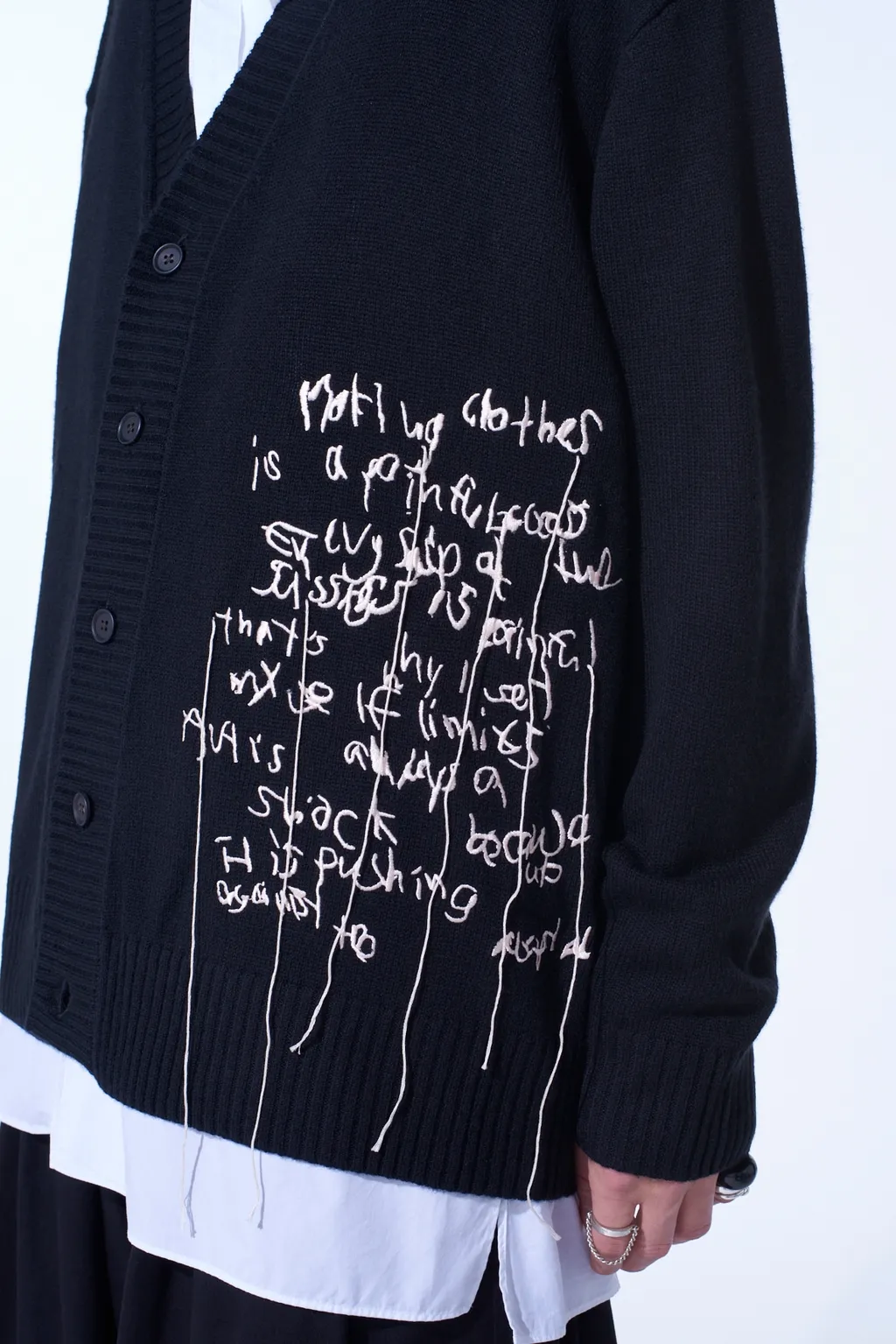 7G Wool-Blend Intarsia Message Cardigan