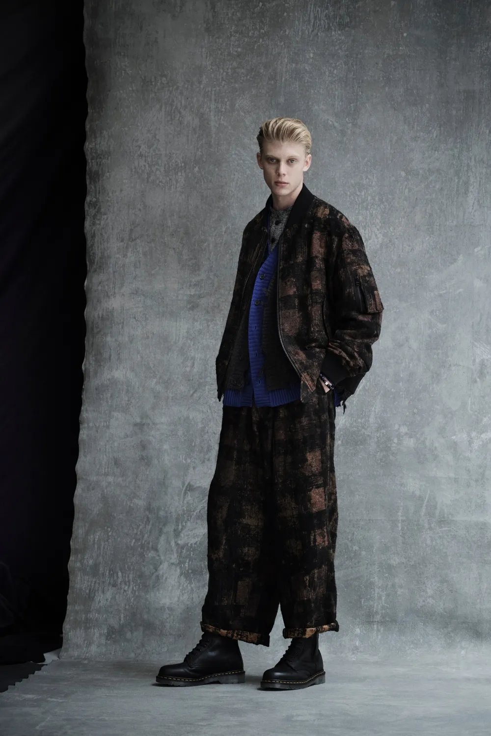 Check Jacquard Bomber Jacket