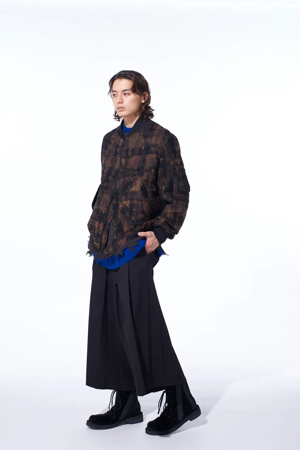 Check Jacquard Bomber Jacket