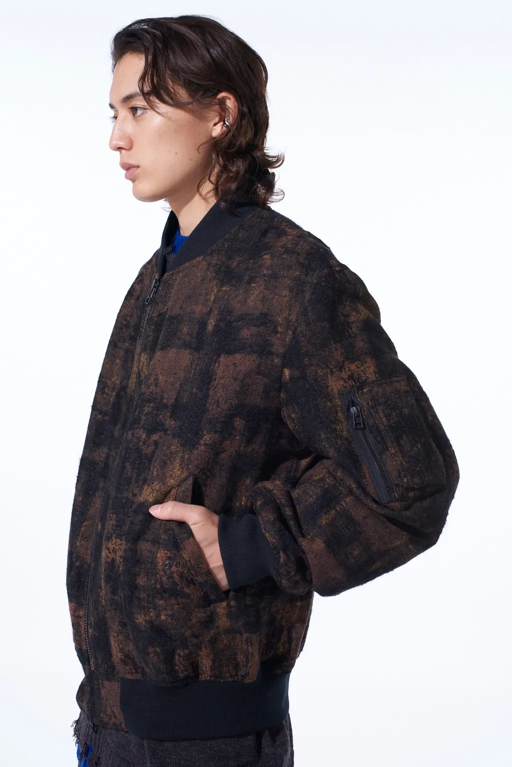 Check Jacquard Bomber Jacket