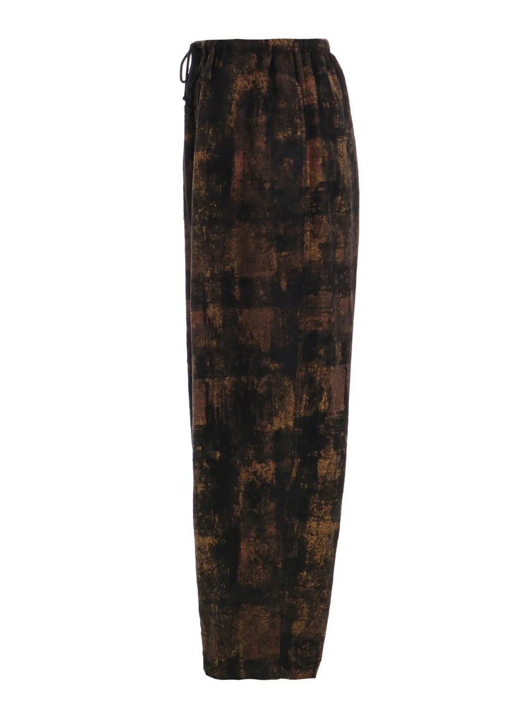 Check Jacquard Waist-String Wide Pants