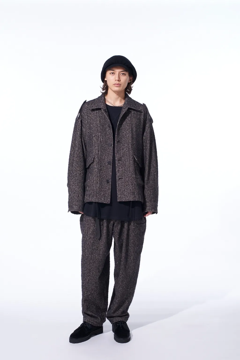 Brushed Twill Needle Punch Epaulette Oversized Blouson