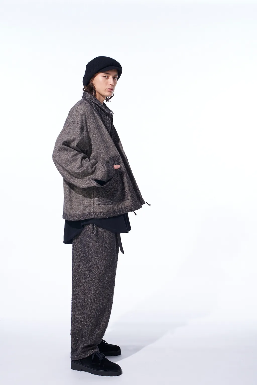 Brushed Twill Needle Punch Epaulette Oversized Blouson