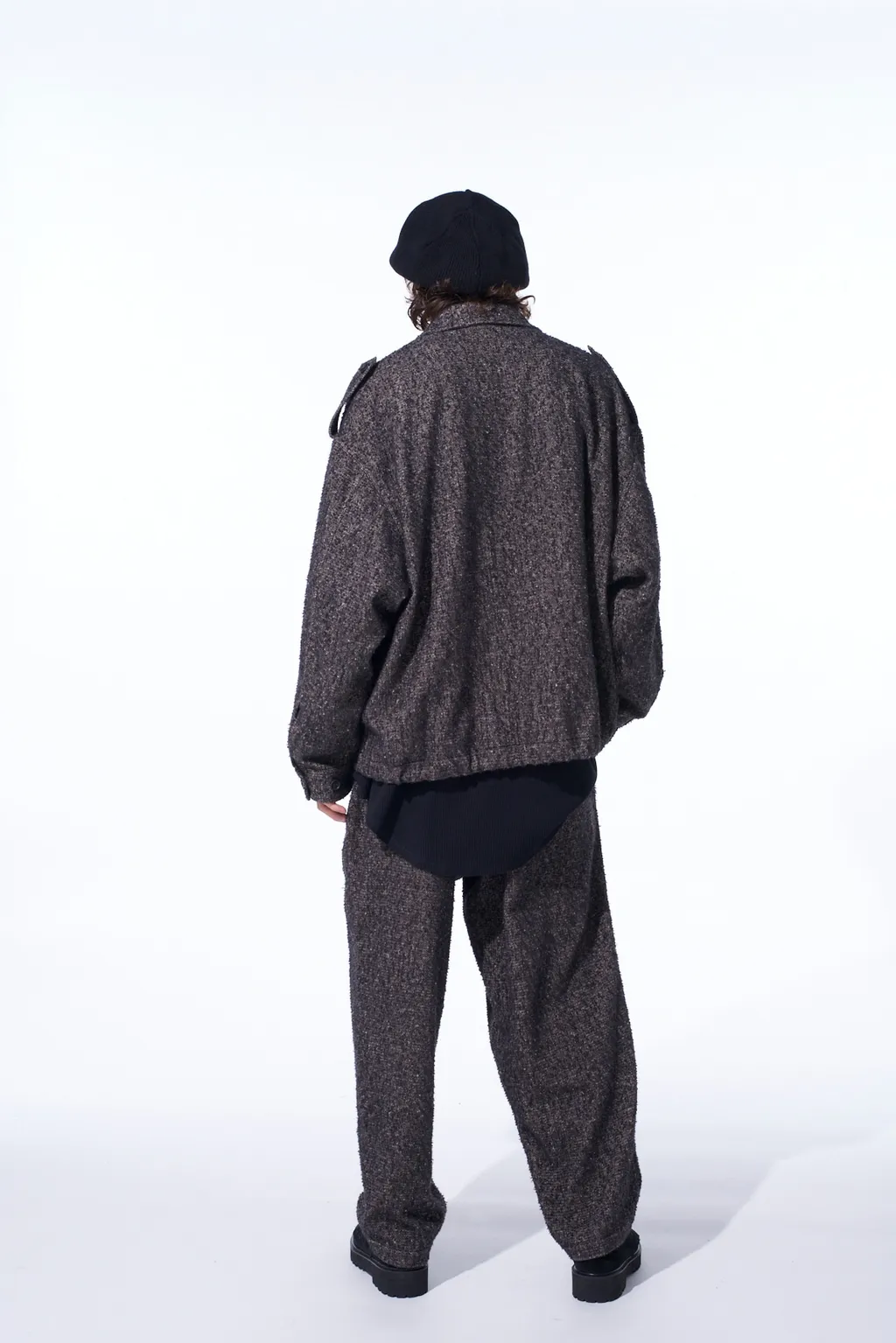 Brushed Twill Needle Punch Epaulette Oversized Blouson