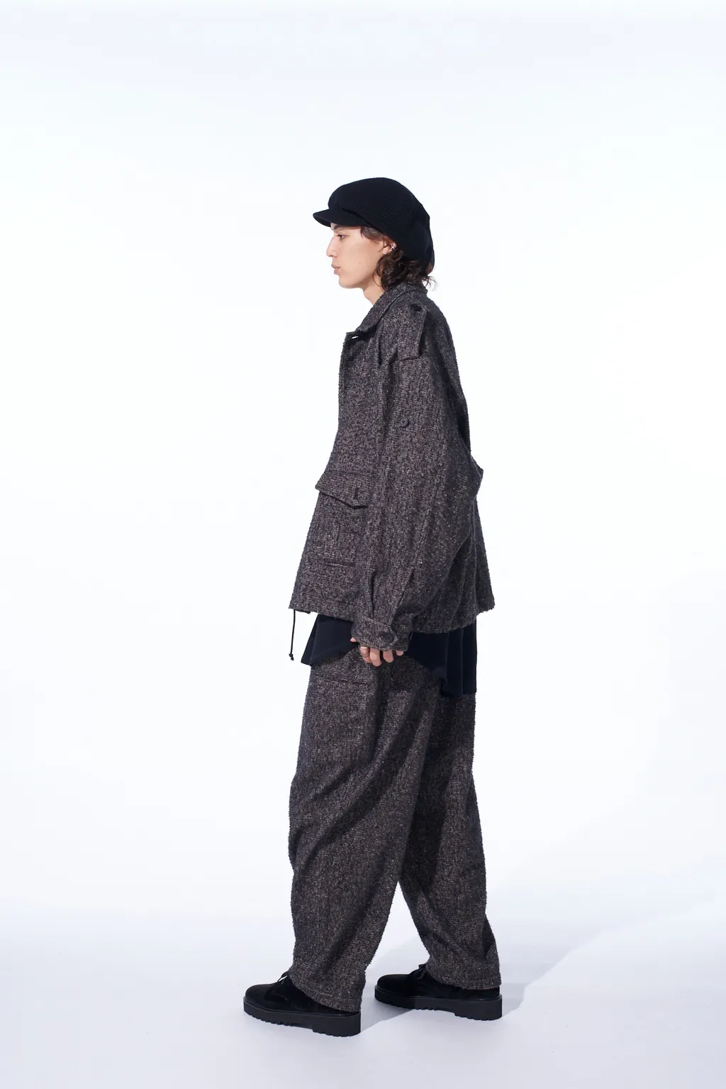 Brushed Twill Needle Punch Epaulette Oversized Blouson