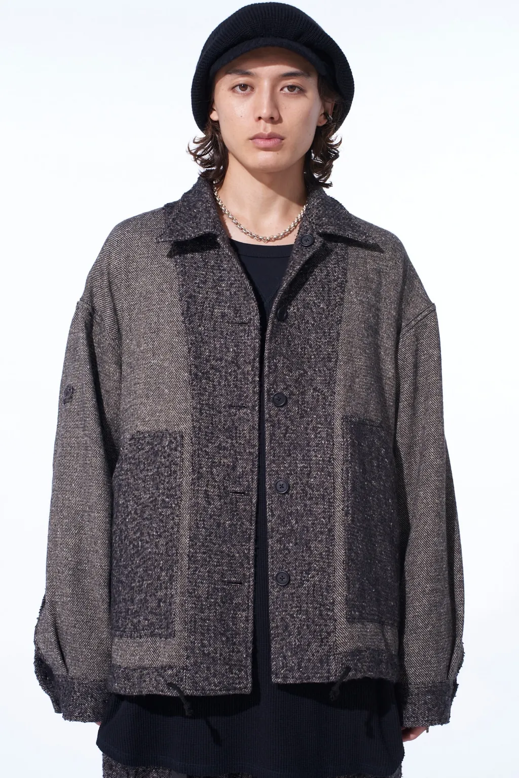 Brushed Twill Needle Punch Epaulette Oversized Blouson
