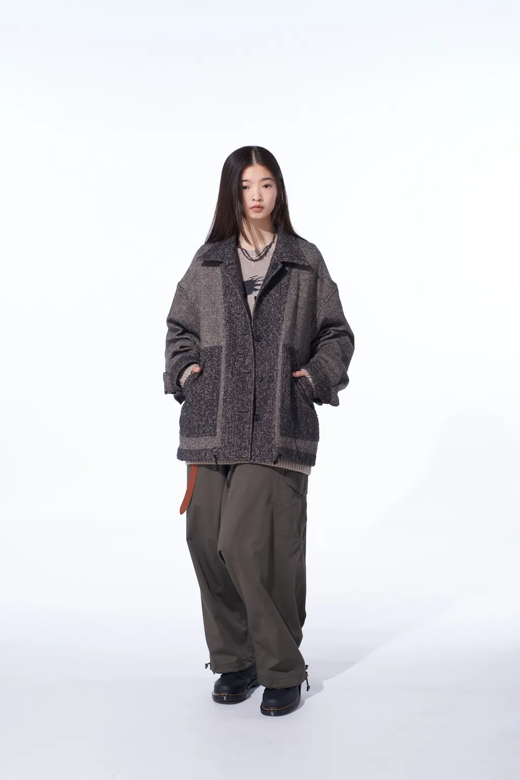 Brushed Twill Needle Punch Epaulette Oversized Blouson