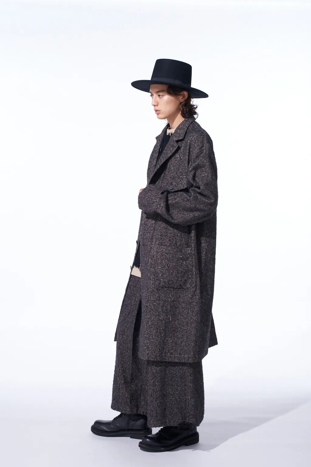 Brushed Twill Needle Punch Shop Coat