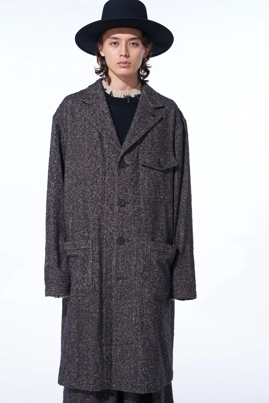Brushed Twill Needle Punch Shop Coat