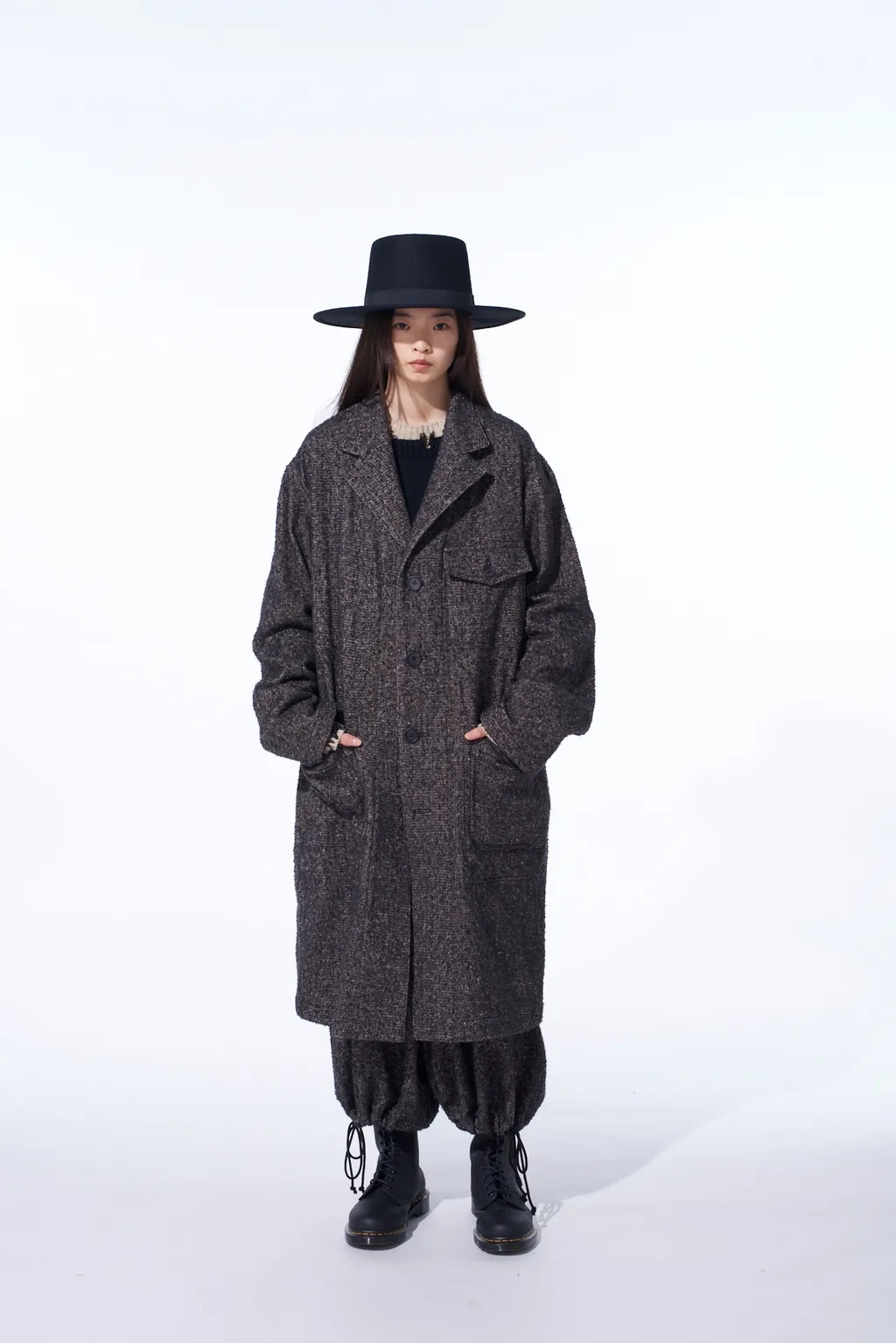 Brushed Twill Needle Punch Shop Coat