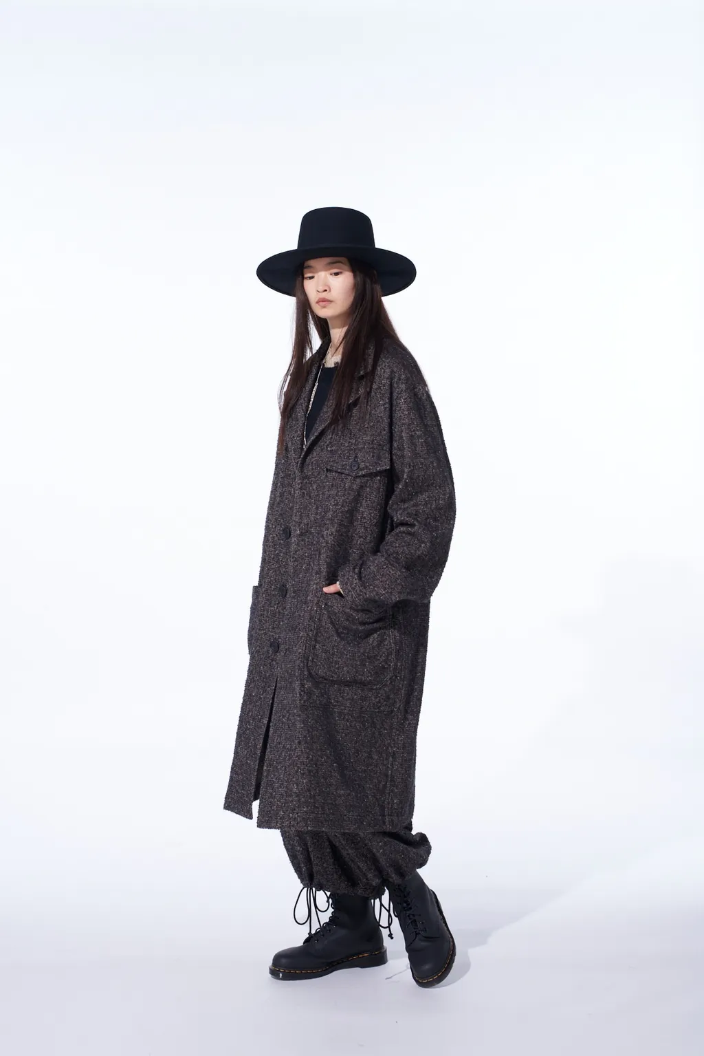 Brushed Twill Needle Punch Shop Coat