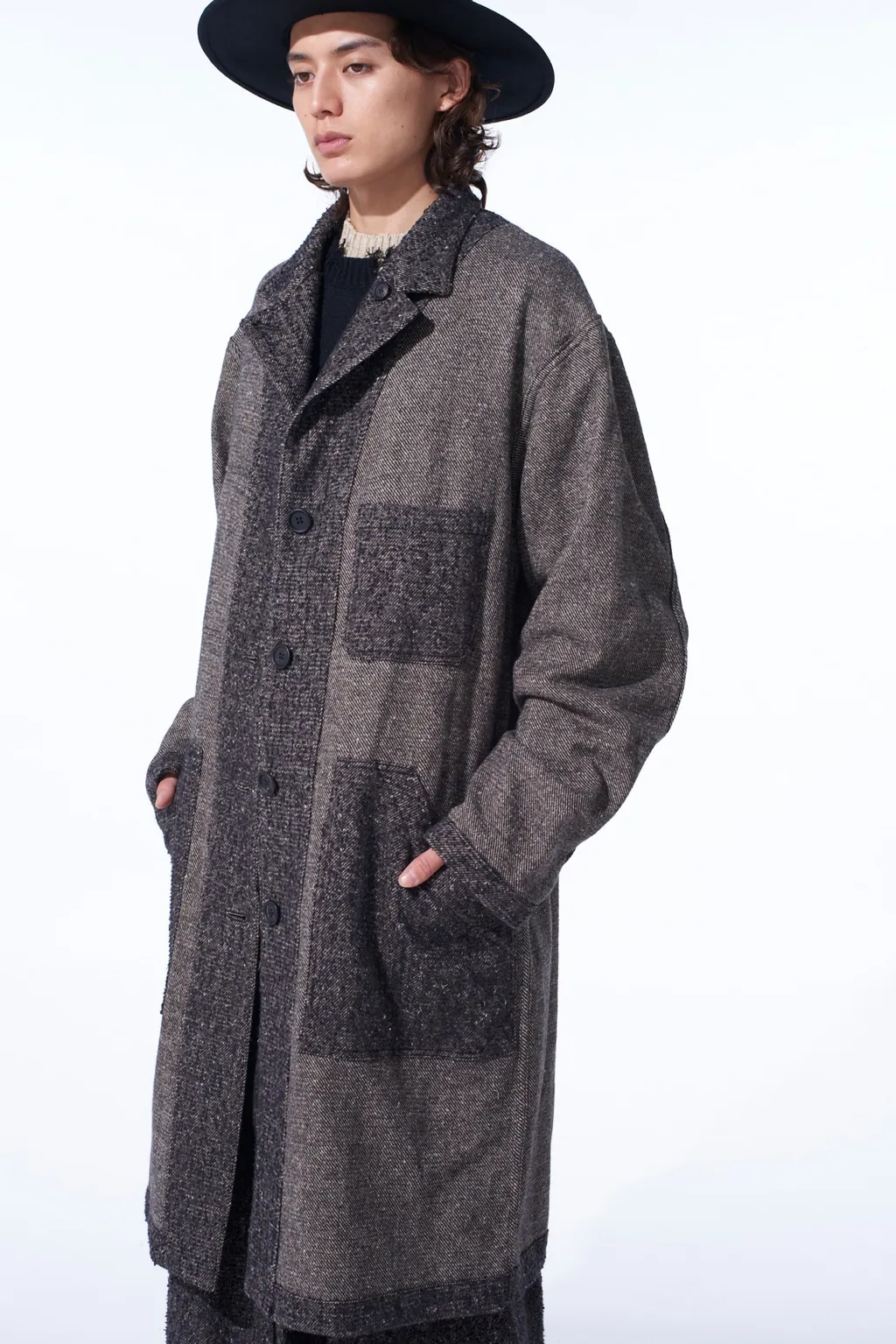 Brushed Twill Needle Punch Shop Coat