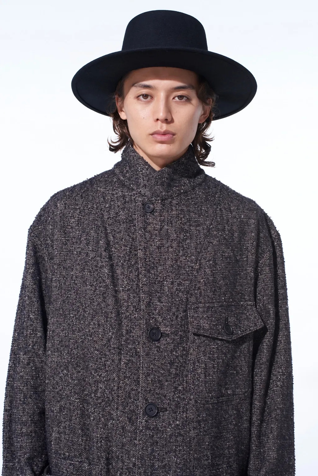 Brushed Twill Needle Punch Shop Coat