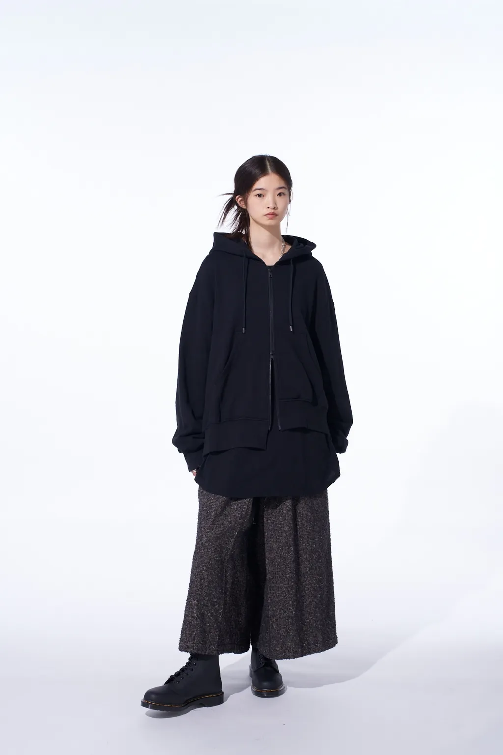French Terry Asymmetrical Zip-Up Hoodie