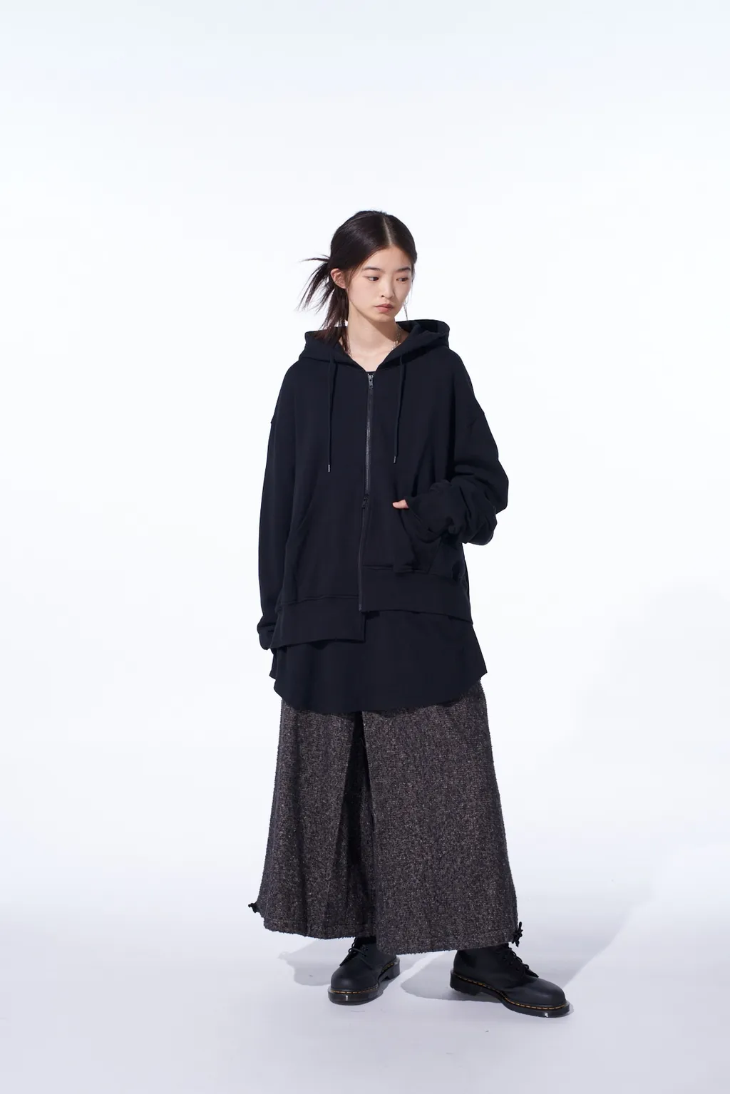 French Terry Asymmetrical Zip-Up Hoodie
