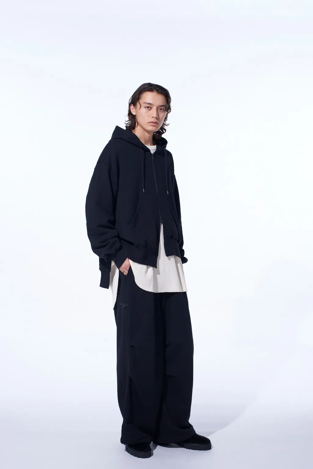 French Terry Asymmetrical Zip-Up Hoodie