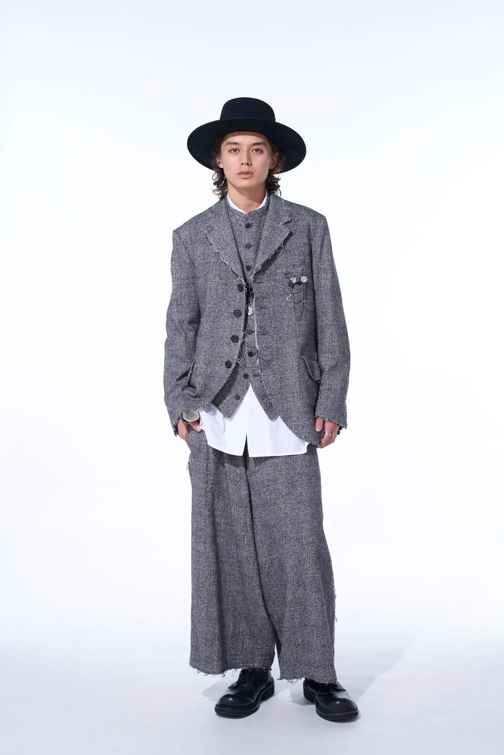 Glen Check Cut-Out Hem Jacket
