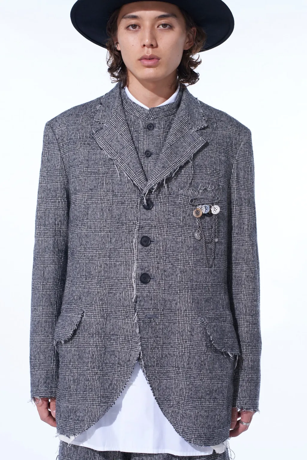 Glen Check Cut-Out Hem Jacket
