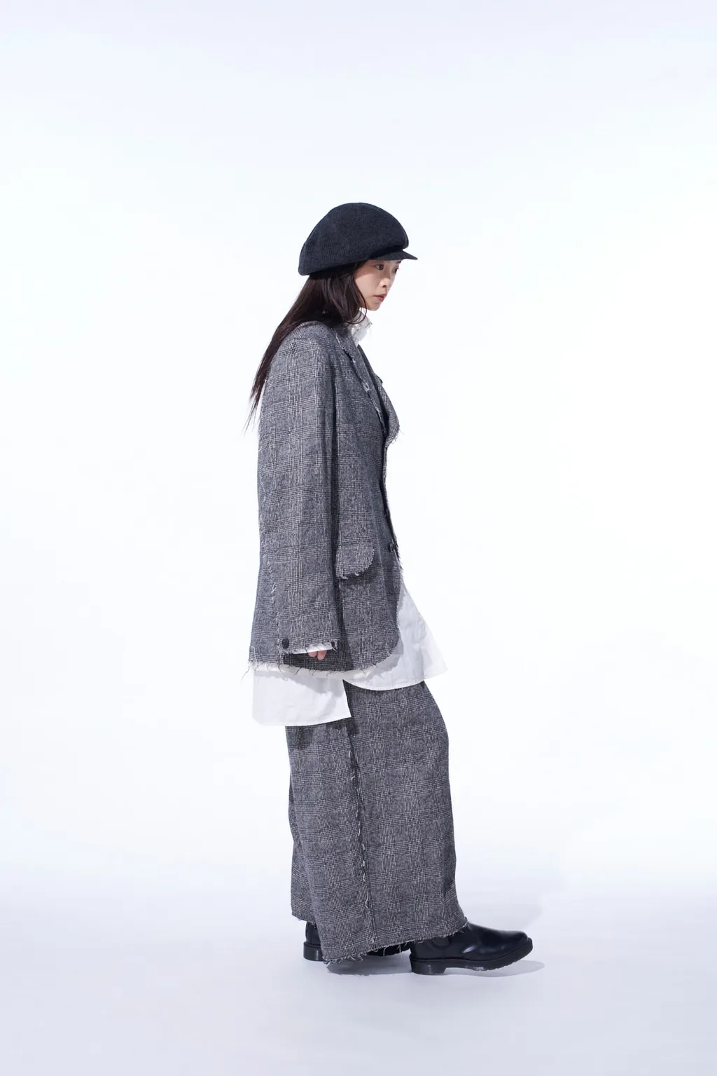 Glen Check Cut-Out Hem Jacket