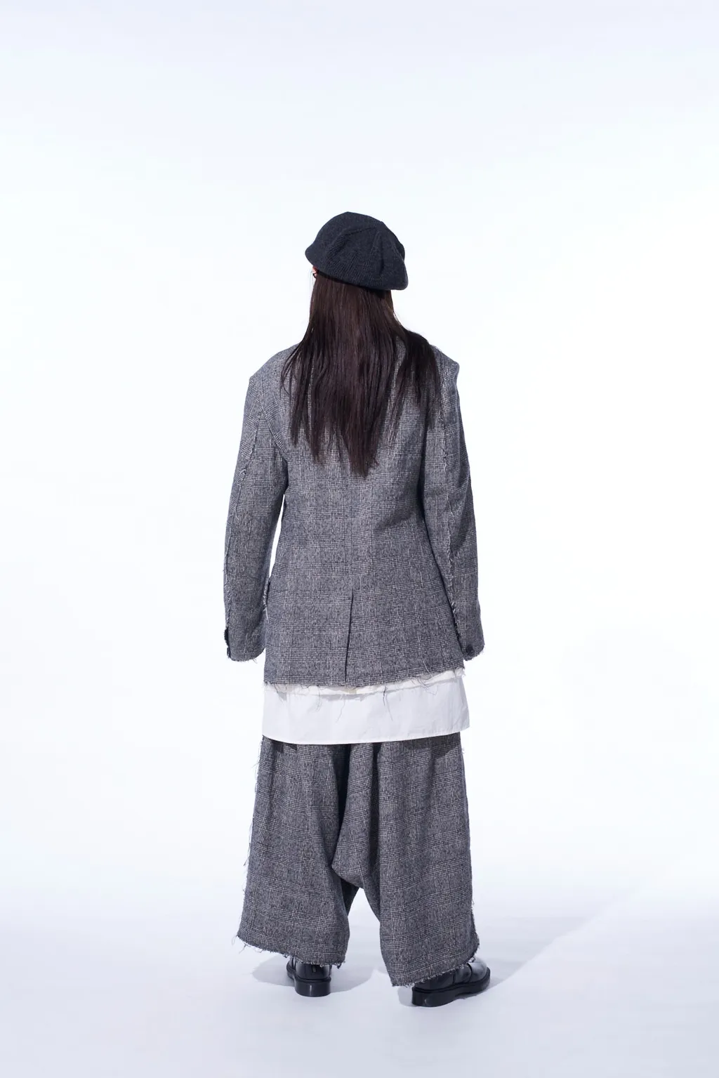 Glen Check Cut-Out Hem Jacket
