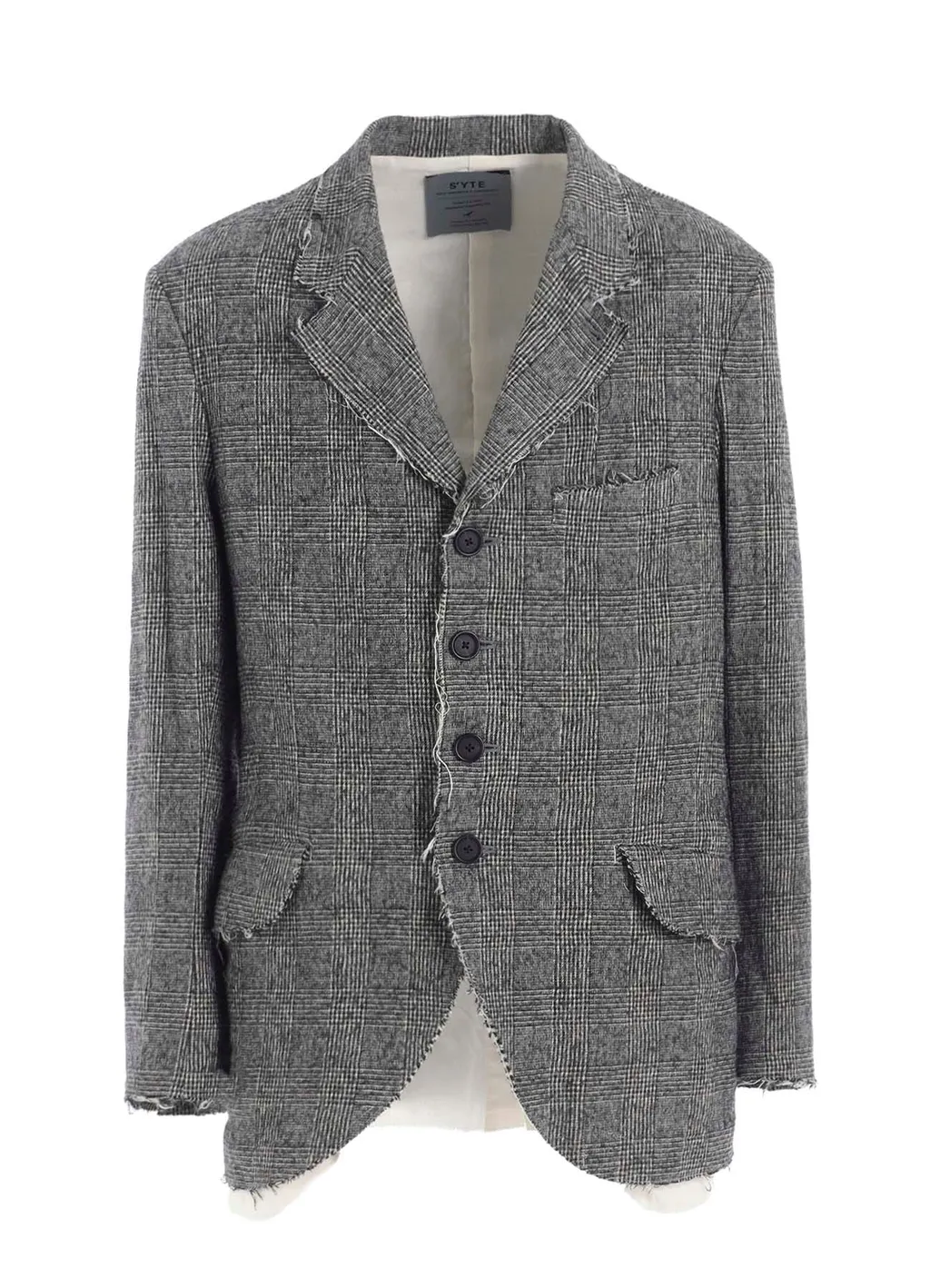 Glen Check Cut-Out Hem Jacket