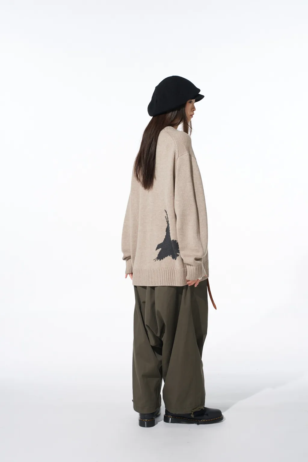 7G Wool-Blend Intarsia Crow-Pattern Pullover