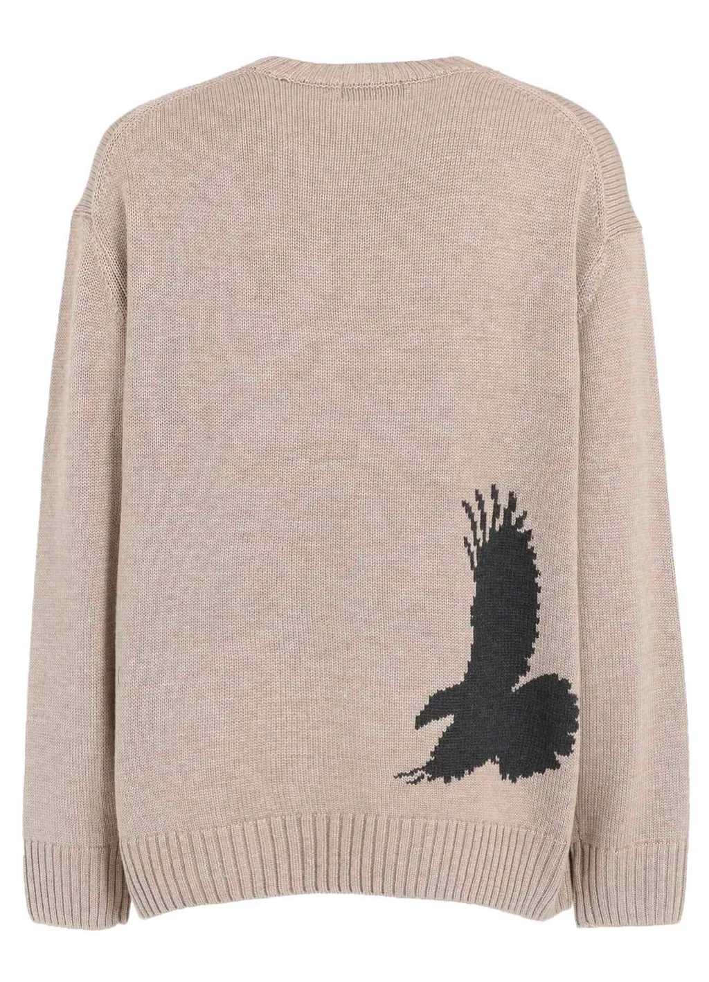 7G Wool-Blend Intarsia Crow-Pattern Pullover