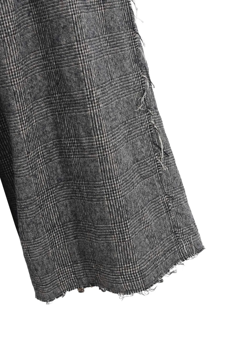 Glen Check Raw Edge Wide Sarouel Pants