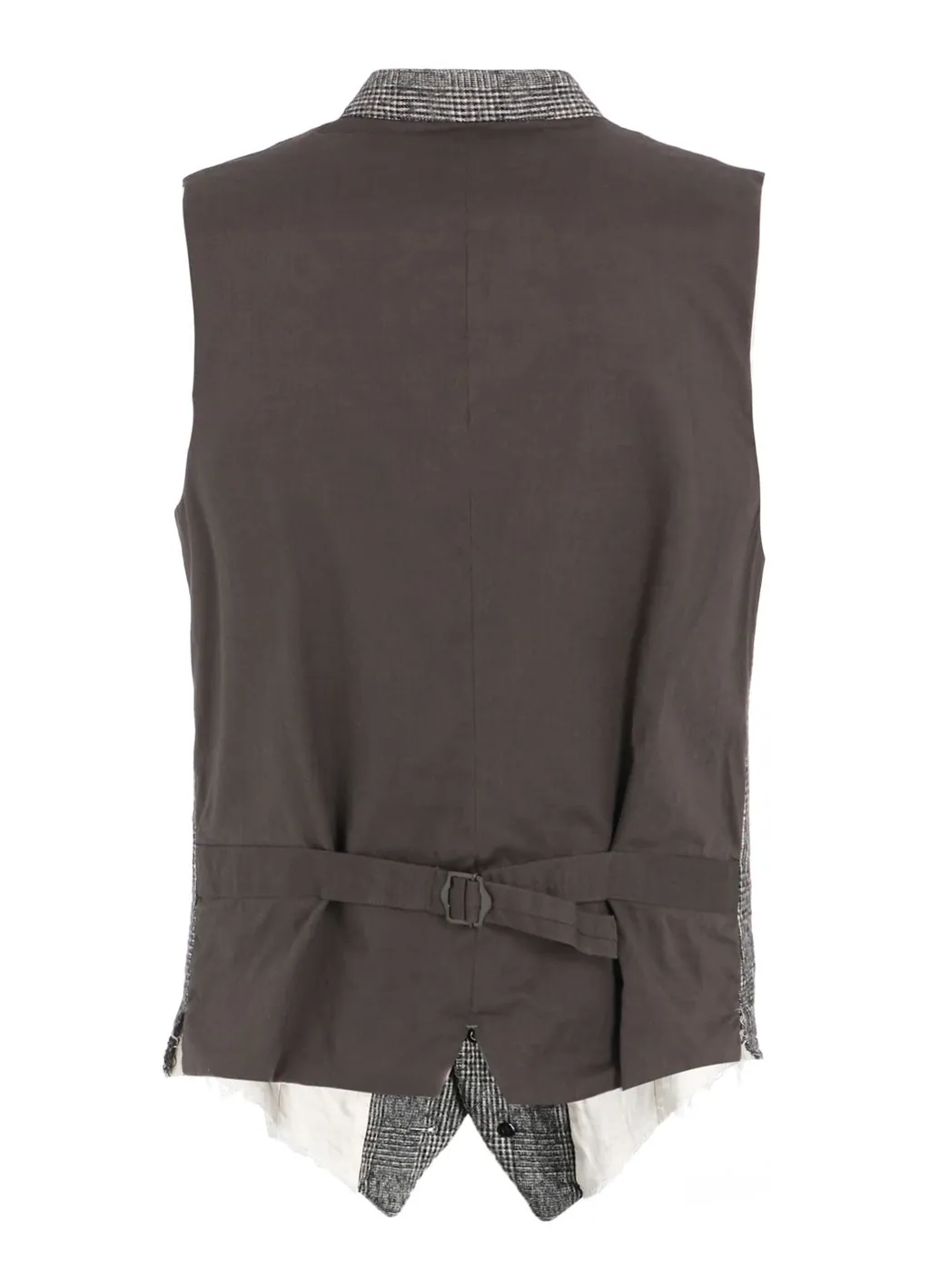 Glen Check Cut-Out Hem Stand Collar Vest
