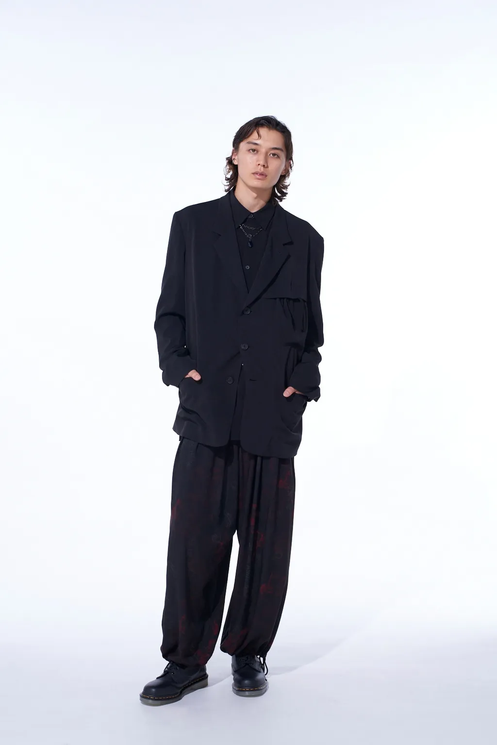 Crepe De Chine Shirring Pockets Jacket