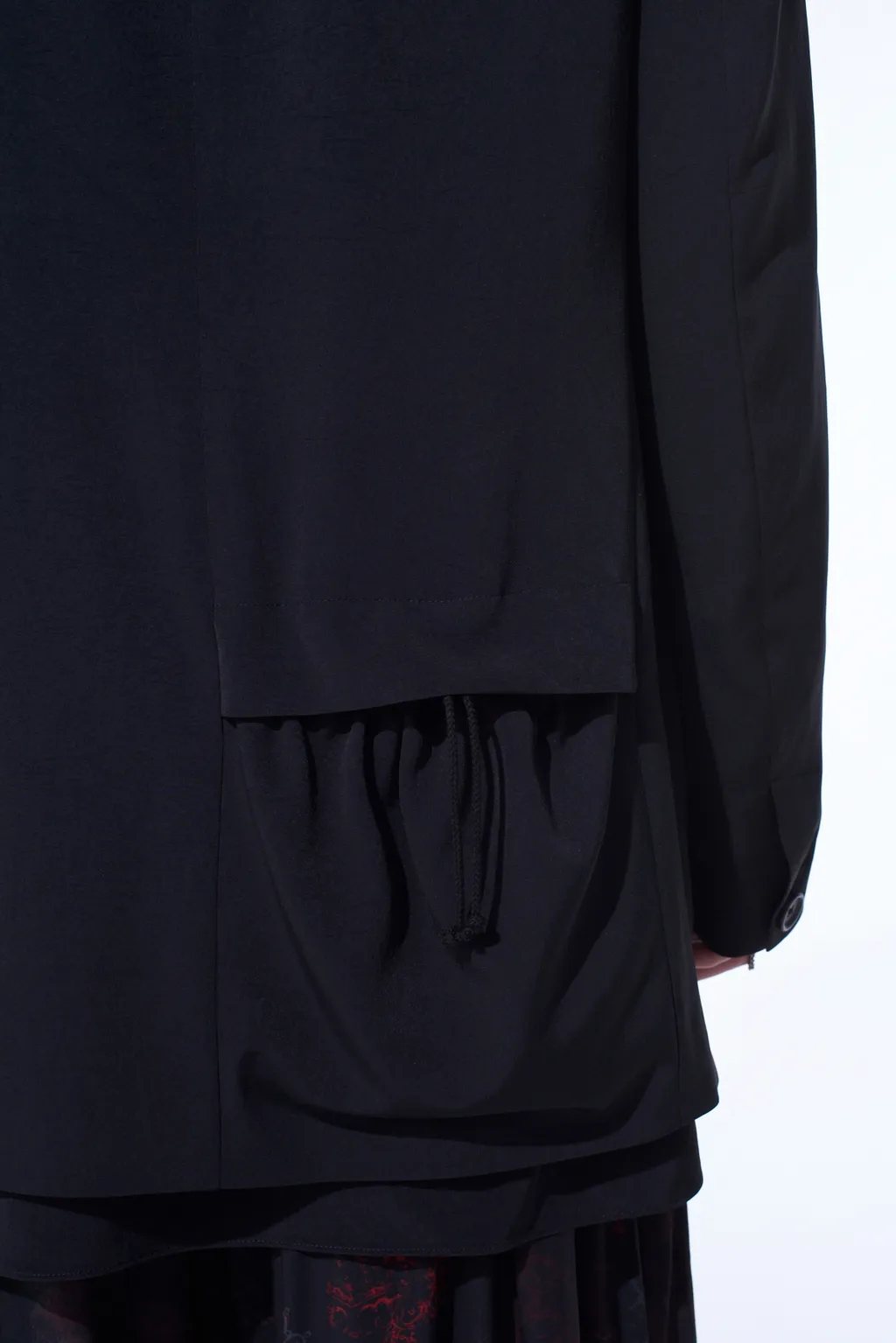 Crepe De Chine Shirring Pockets Jacket