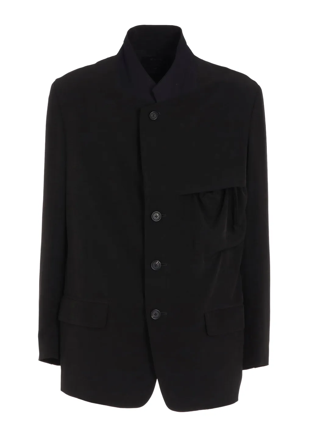 Crepe De Chine Shirring Pockets Jacket