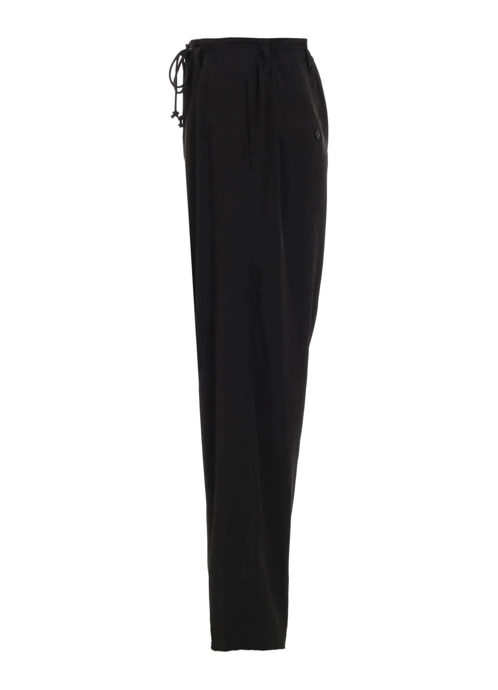 Crepe De Chine Shirring Pockets Tapered Pants