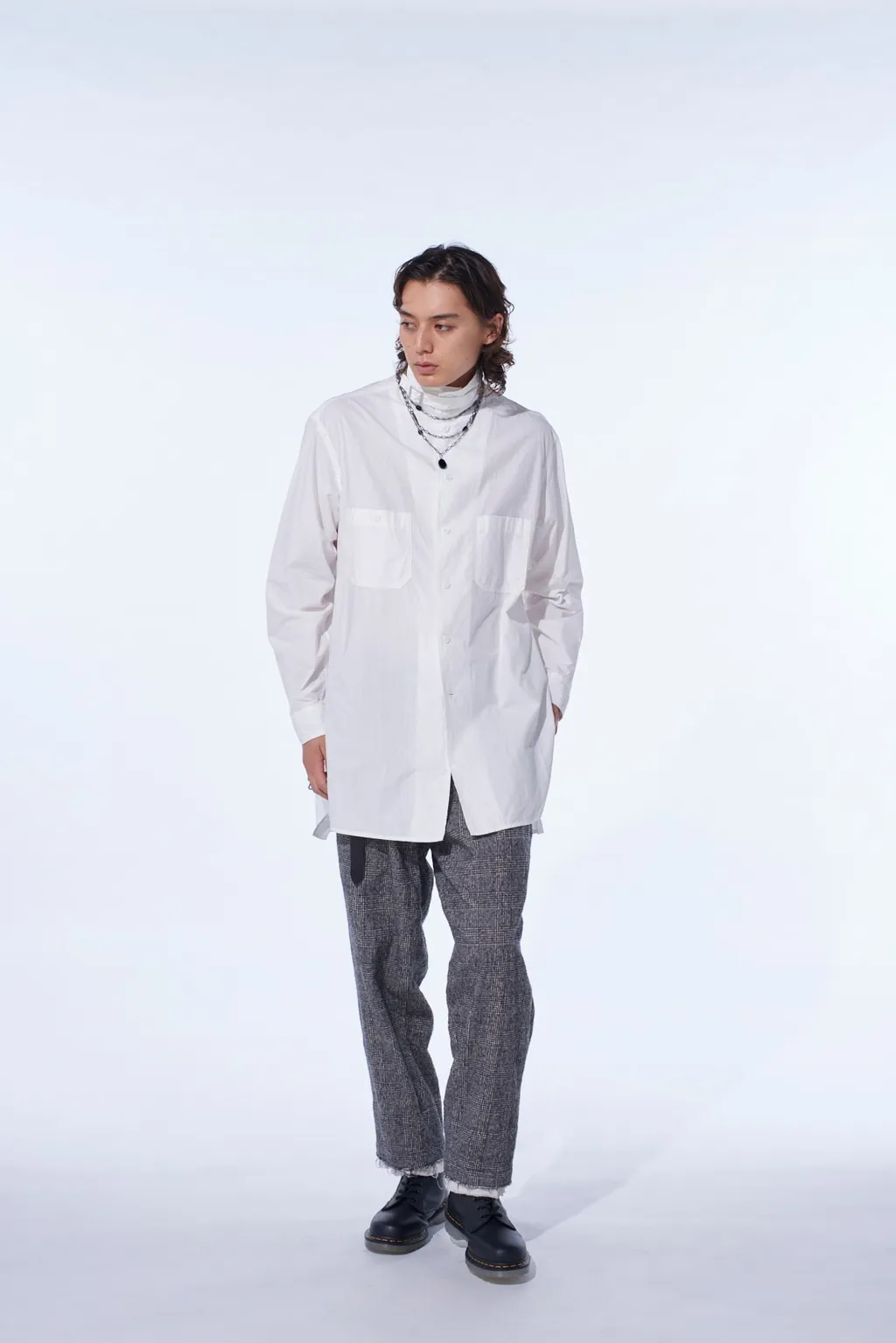 Glen Check Cut-Out Hem Pants