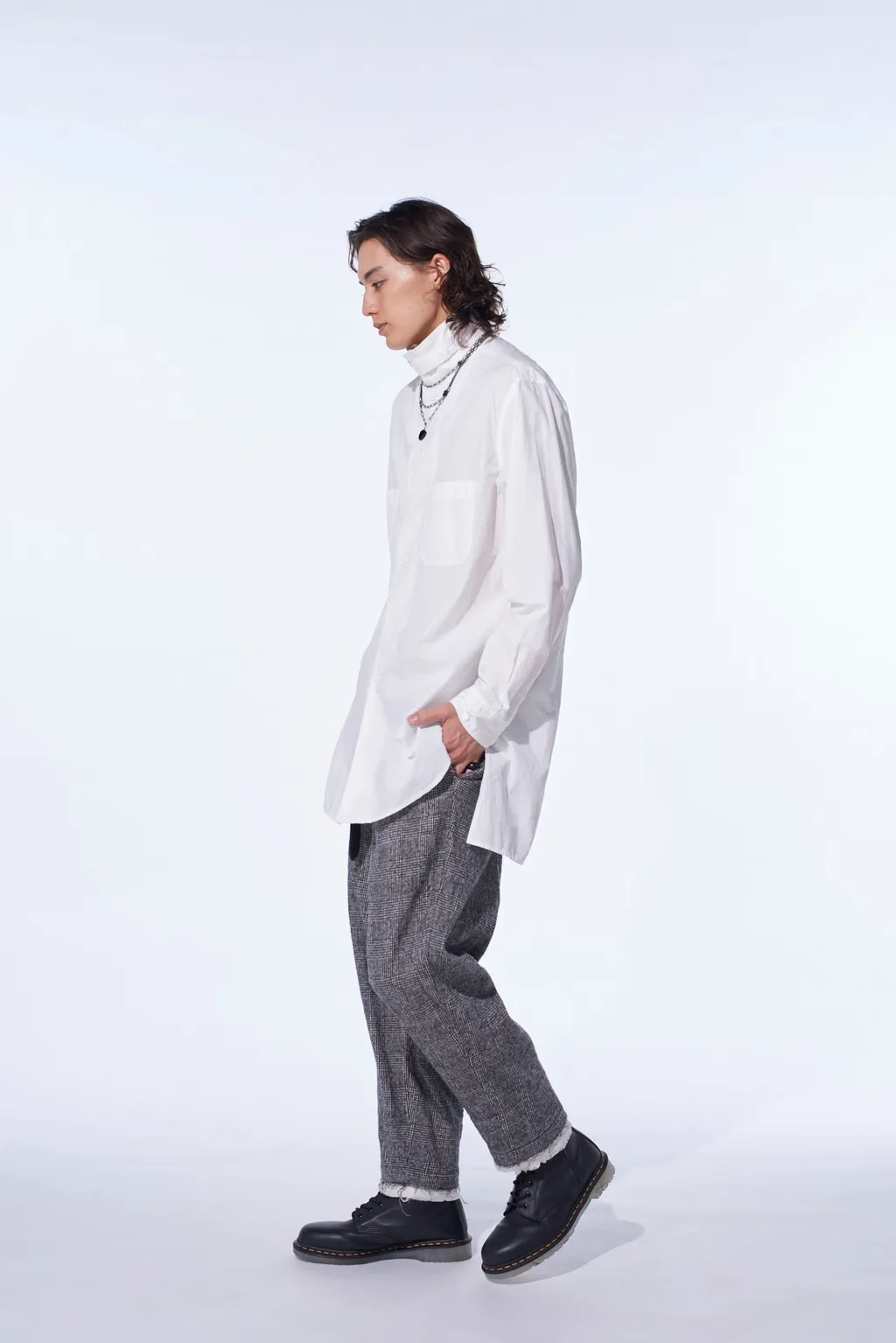 Glen Check Cut-Out Hem Pants