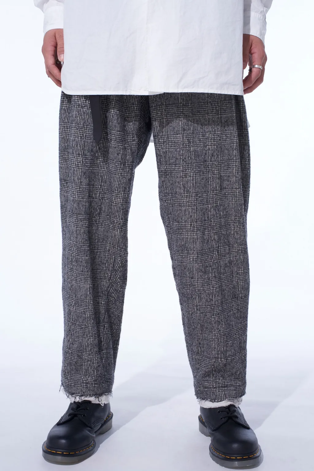 Glen Check Cut-Out Hem Pants