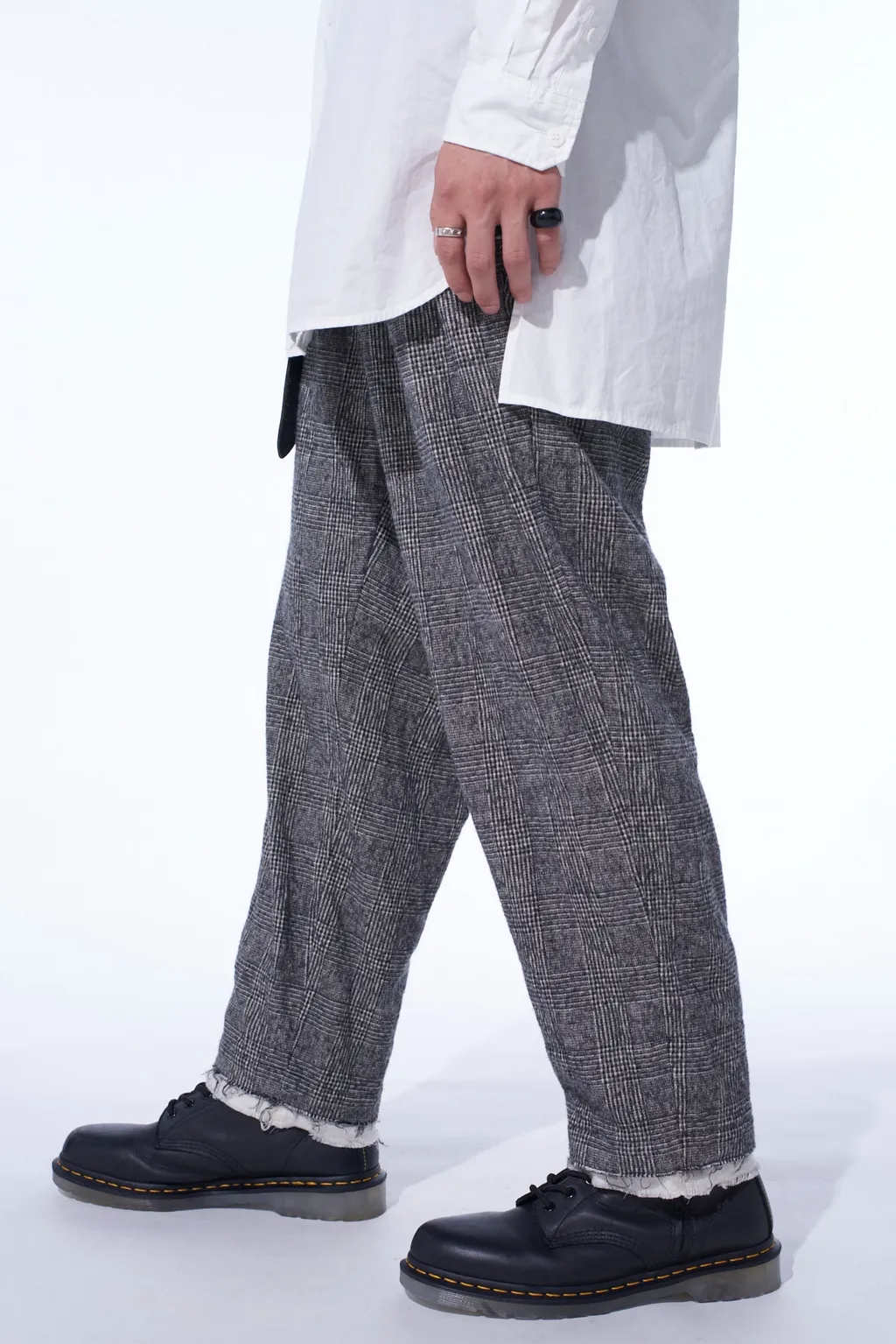 Glen Check Cut-Out Hem Pants