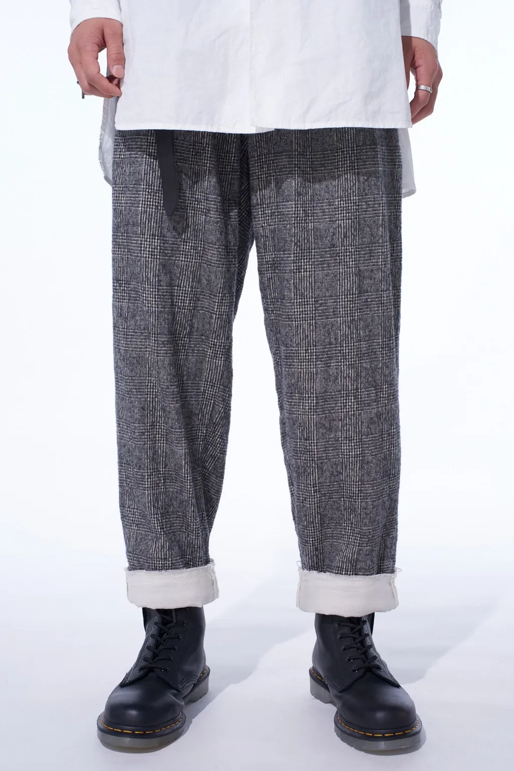 Glen Check Cut-Out Hem Pants