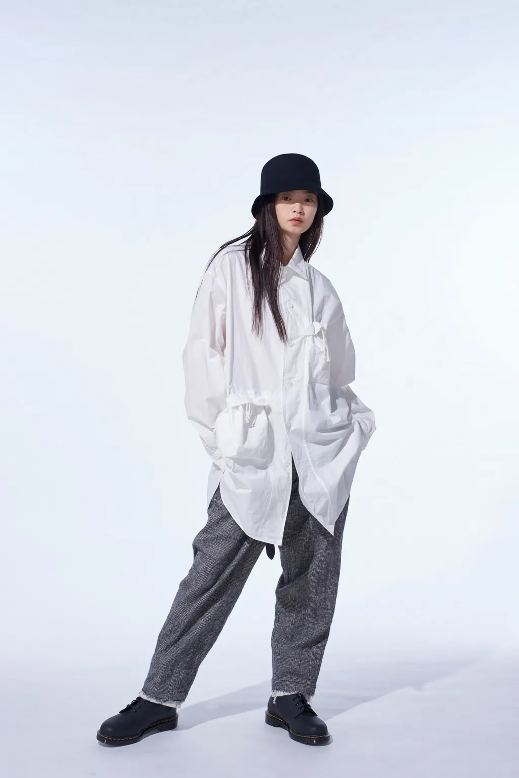 Glen Check Cut-Out Hem Pants