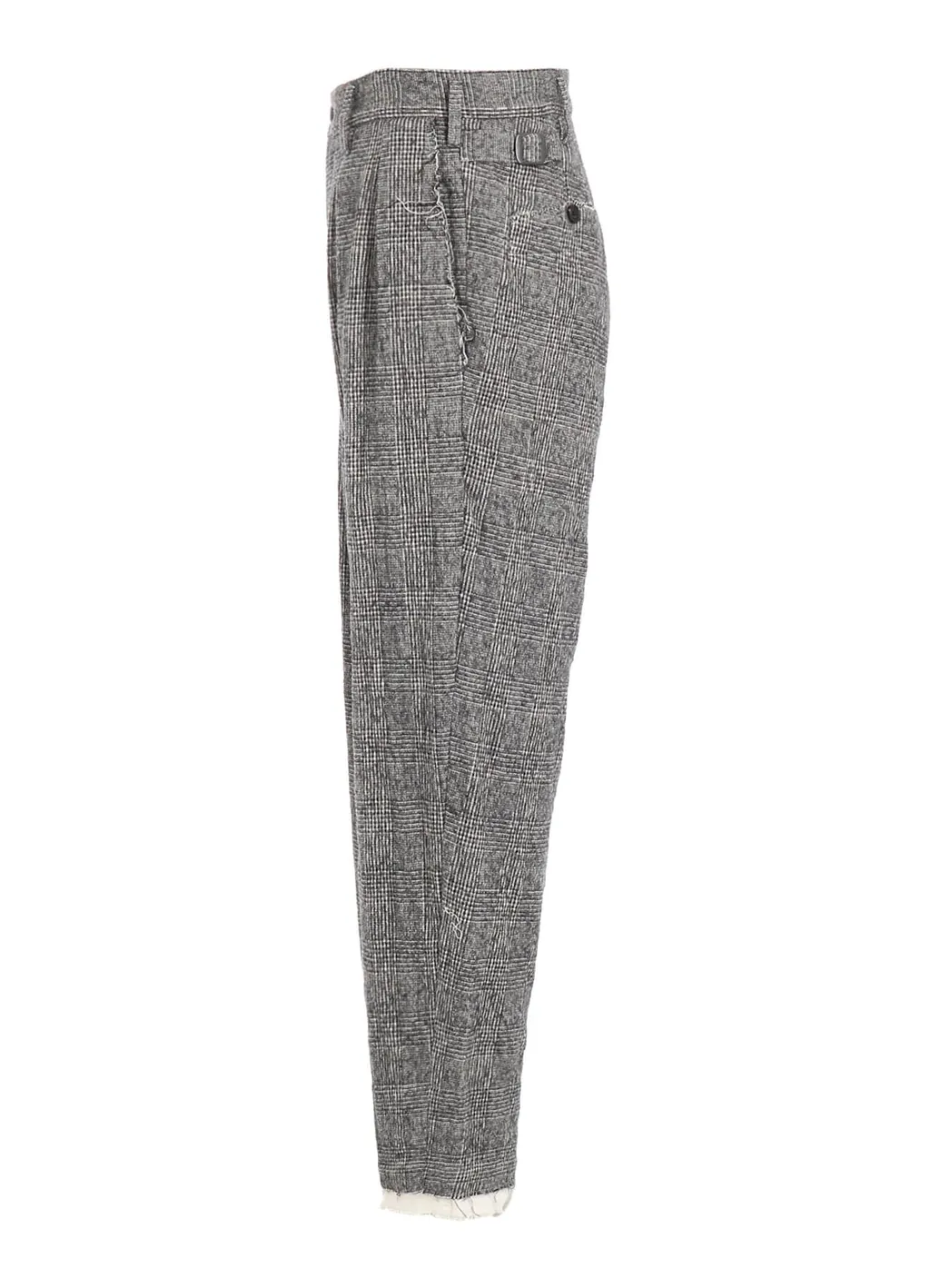 Glen Check Cut-Out Hem Pants