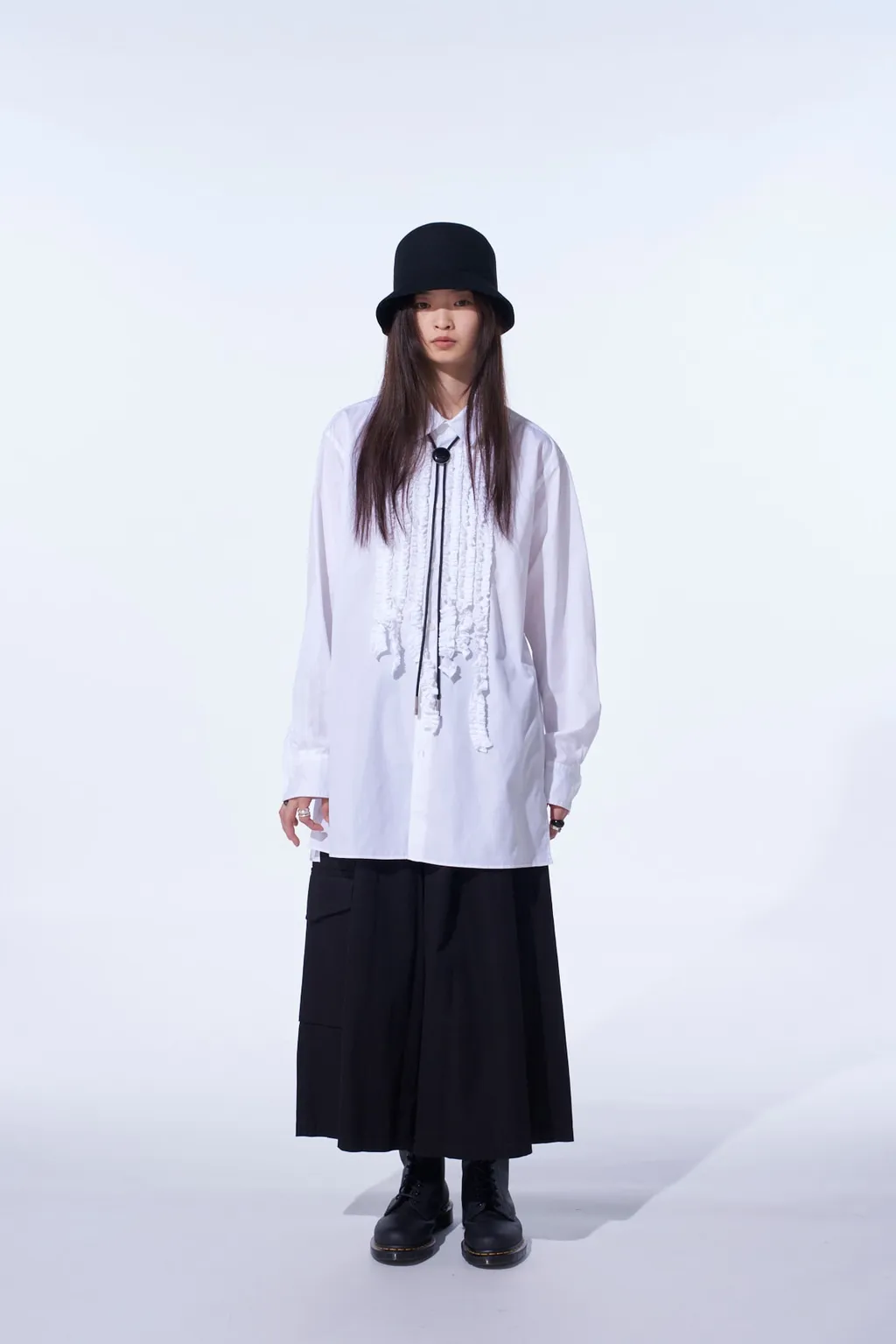 Cotton Broad Asymmetrical Frill Shirt