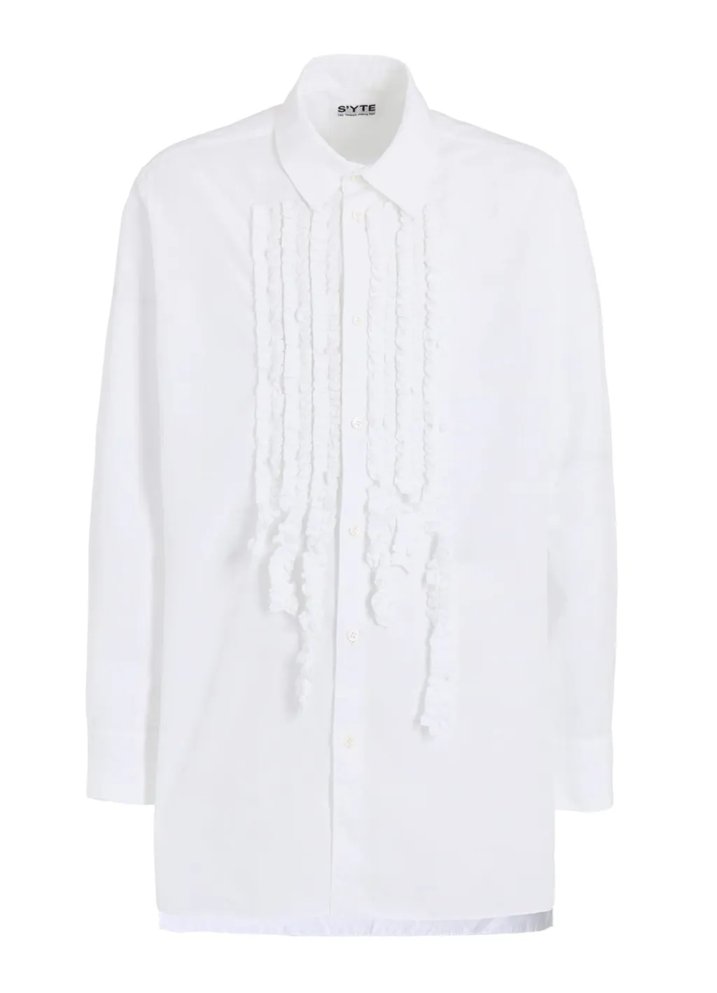 Cotton Broad Asymmetrical Frill Shirt