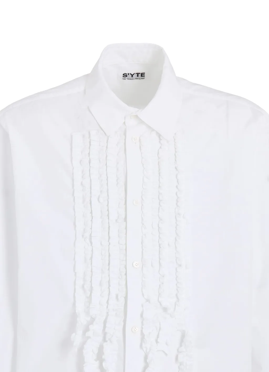 Cotton Broad Asymmetrical Frill Shirt