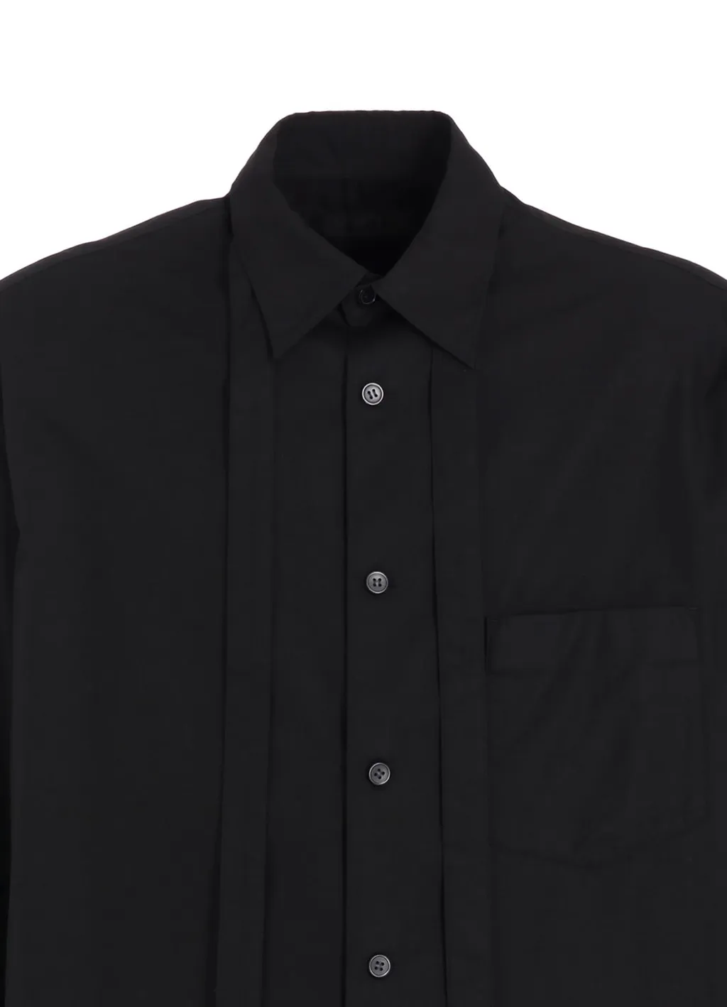 Cotton Broad Ribon Stand Collar Shirt